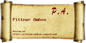 Pittner Ambos névjegykártya